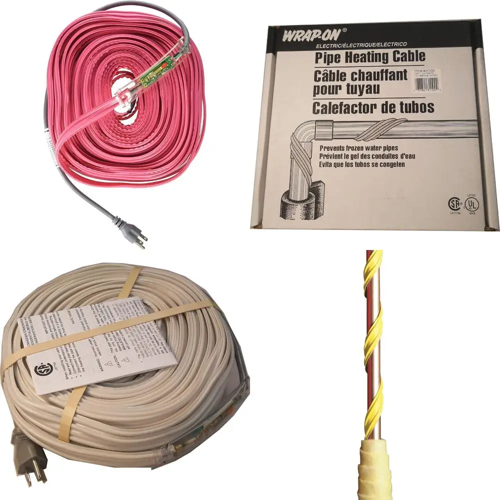 

Низкомощный нагревательный кабель для труб 80 футов, 120 В со встроенным термостатом для эффективного контроля температуры