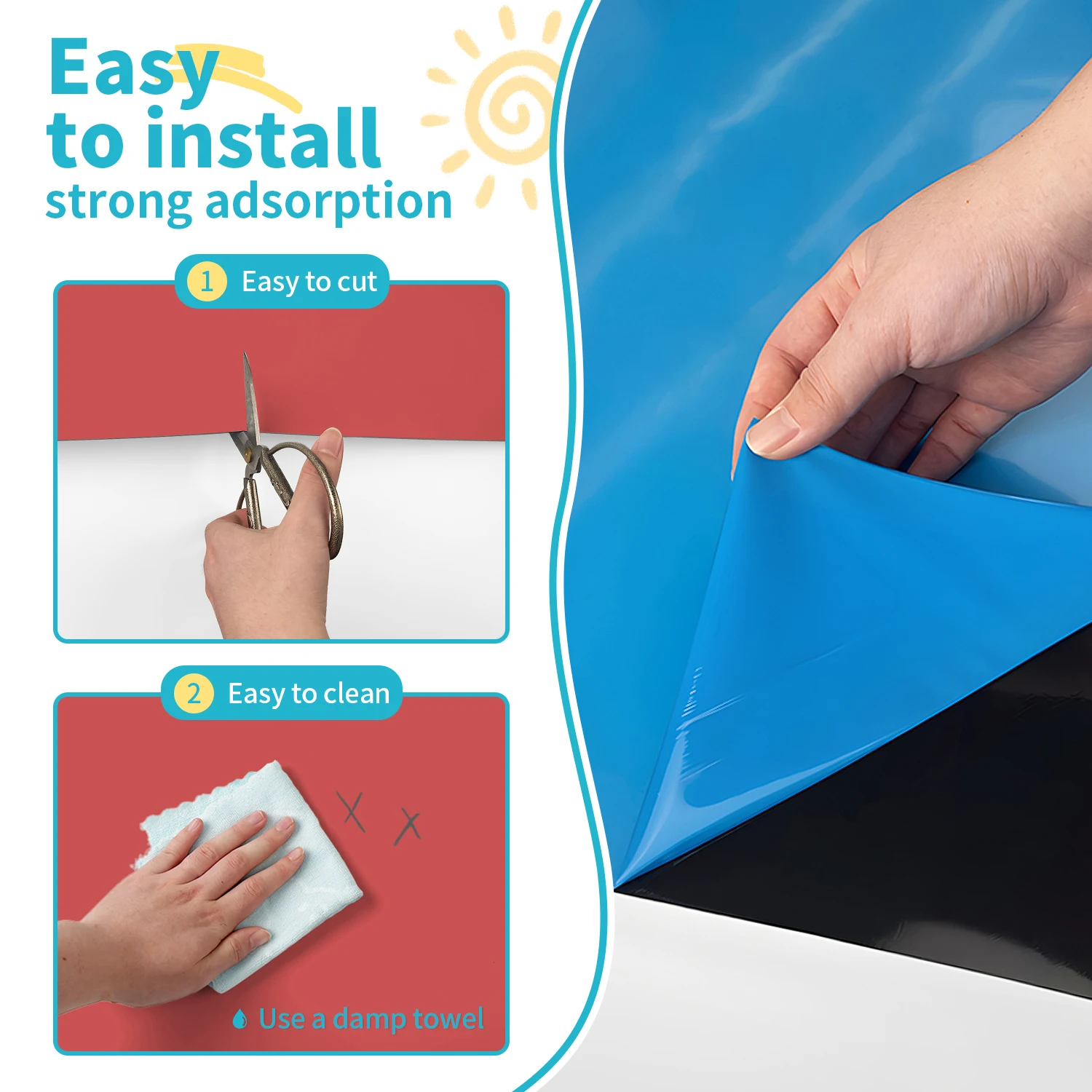 Simple red arched self-adhesive magnetic tape used for graffiti decoration on the walls of living rooms and children's rooms