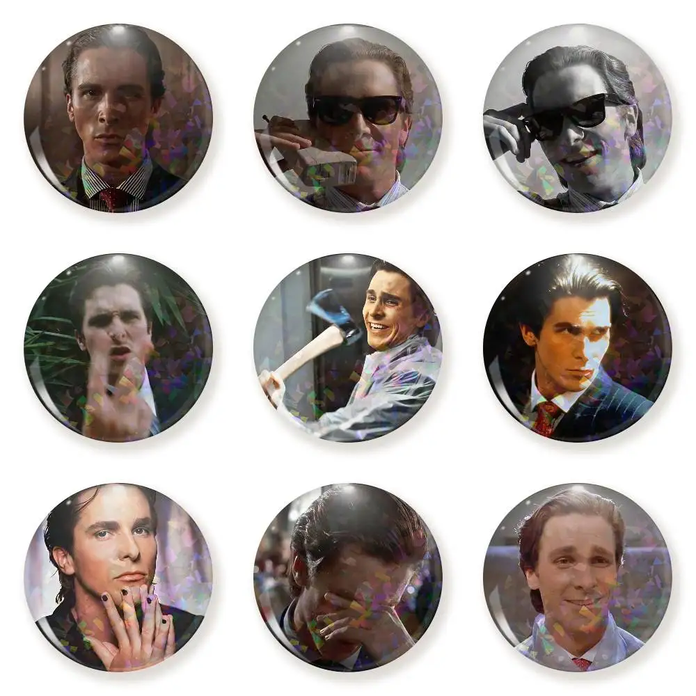 P-Patrick B-Bateman  Badge on Backpack Accessories Manga Icons Pins Round Cartoon Brooches for Clothes Bag Decor Gifts