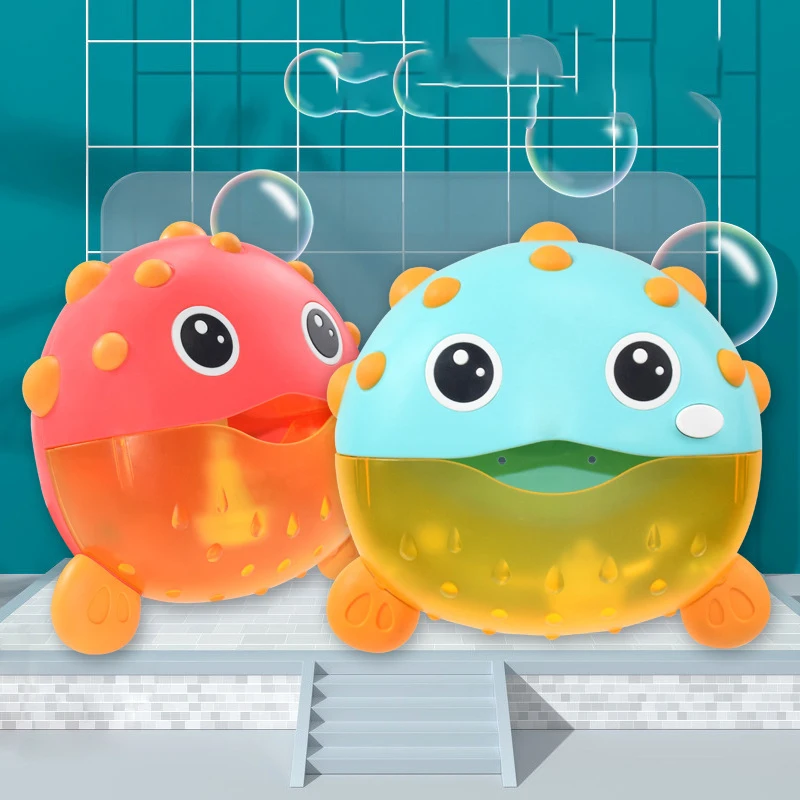 Bubble Puffer-Fish Baby Bath Toy Toddler Bath Bubble Maker Pool Swimming Bathtub Soap Machine Bathroom Toys for Children Kids