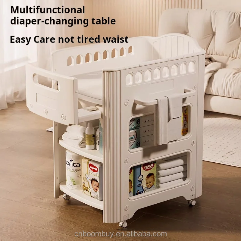 

Станция для пеленания новорожденных Boombuy: Защита кожи малыша, регулируемая высота, органайзер, пеленальный столик, полиэстер