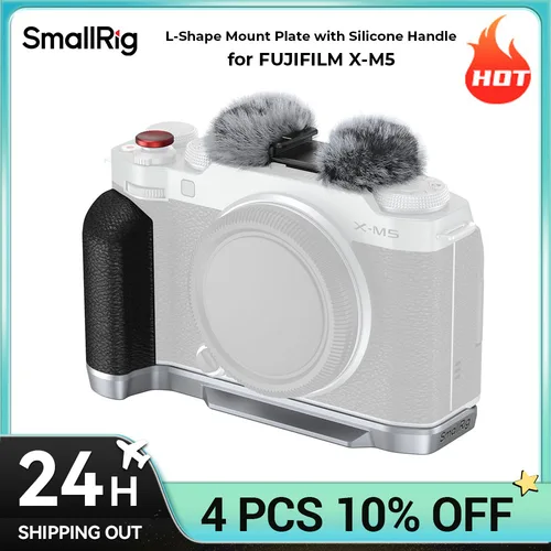Placa de montaje en forma de L SmallRig con mango de silicona para FUJIFILM X-M5 empuñadura de silicona para X-M5 Color negro plateado 4875