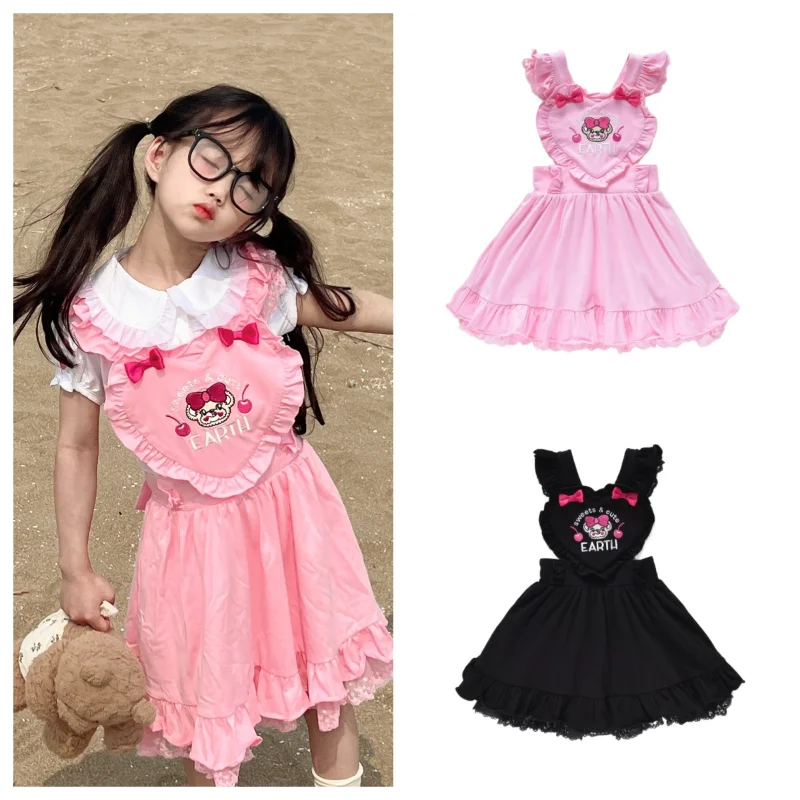 Summer Girls Dress Cute Strap Dresses Sweet Princess Skirts Kids Clothes Girls Brand Japanese Kids  Skirt Vestido Ropa Robes