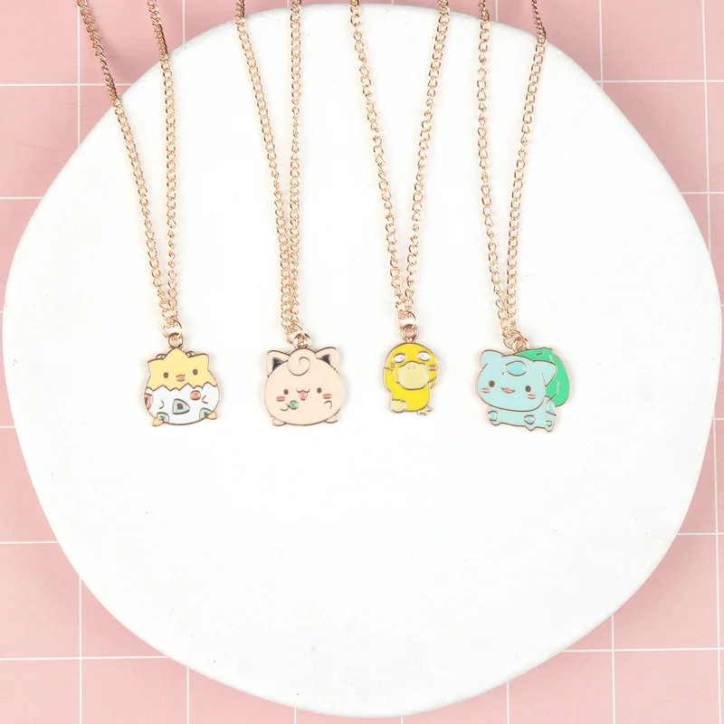 Pikachu Metal alloy Necklace mini anime cartoon style Charmander Alloy sweater necklace cute Bulbasaur accessories fans gifts view 3