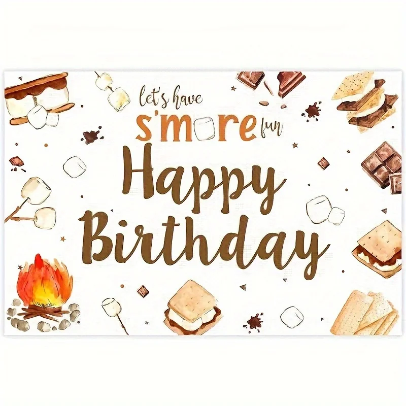 SMores Party decorations Let's have fun Happy Birthday Background Banner Photography Background Photo Studio props