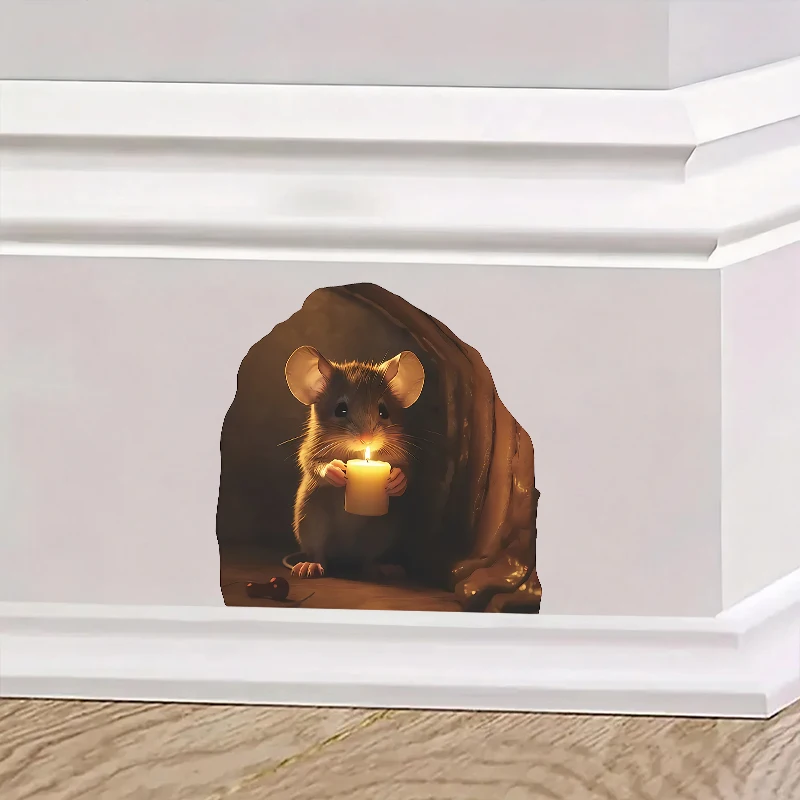 Little Rat Hole Sticker Creative Cute Mouse Hole Mouse Hole Wall Stickers Cartoon DIY Mini 3D Rat Wall Decal Stair Computer Case