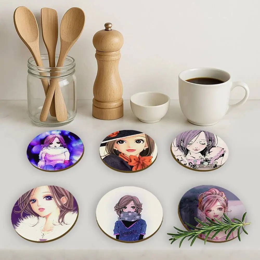 Anime Manga Nana Komatsu 2D Wooden Coasters Heat Resistant Non-Slip Holiday Birthday Gift Durable
