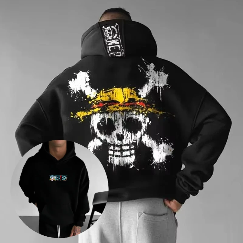 2026 Spring Oversized One Piece Hooded Sweatshirt Men Women Skull Print Streetwear Casual Pullover Sweater Fashion Y2k Clothes view 3