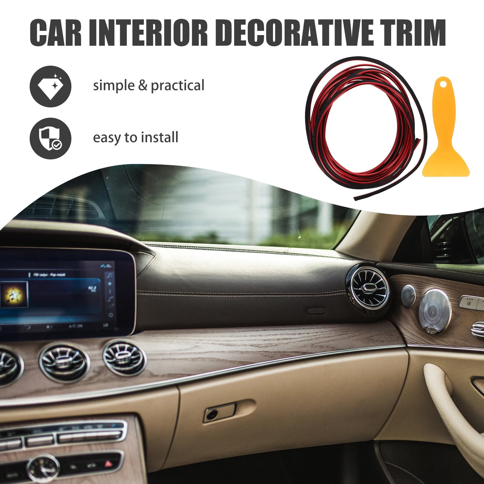 

Universal 5 Meter Car Interior Trim Strip Decorative Vehicle Dashboard Door Panel Molding Gap Stylish Flexible Design Durable