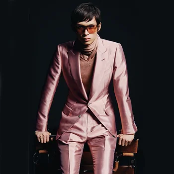 シングルブレストサテンスーツ,ステージフィット,ダブルブレスト,スーツ,完全なジャケット,ドレス,結婚式,2個