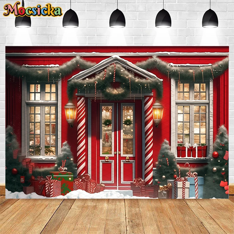 Mocsicka Christmas Store Backdrops Kids Family Photography Props Child Adult Photocall Decors Winter Snowy Photo Backgrounds