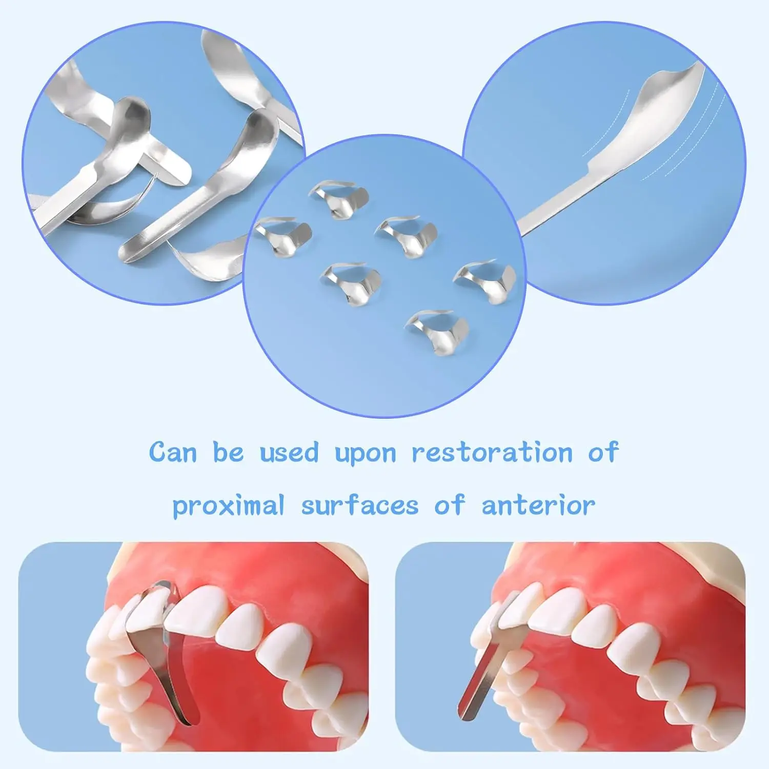 Dental Proximal Anterior Strips with Twin Anterior Matrices 1.888, Matrix Bands Sectional Contoured for Front Teeth Restorations view 3