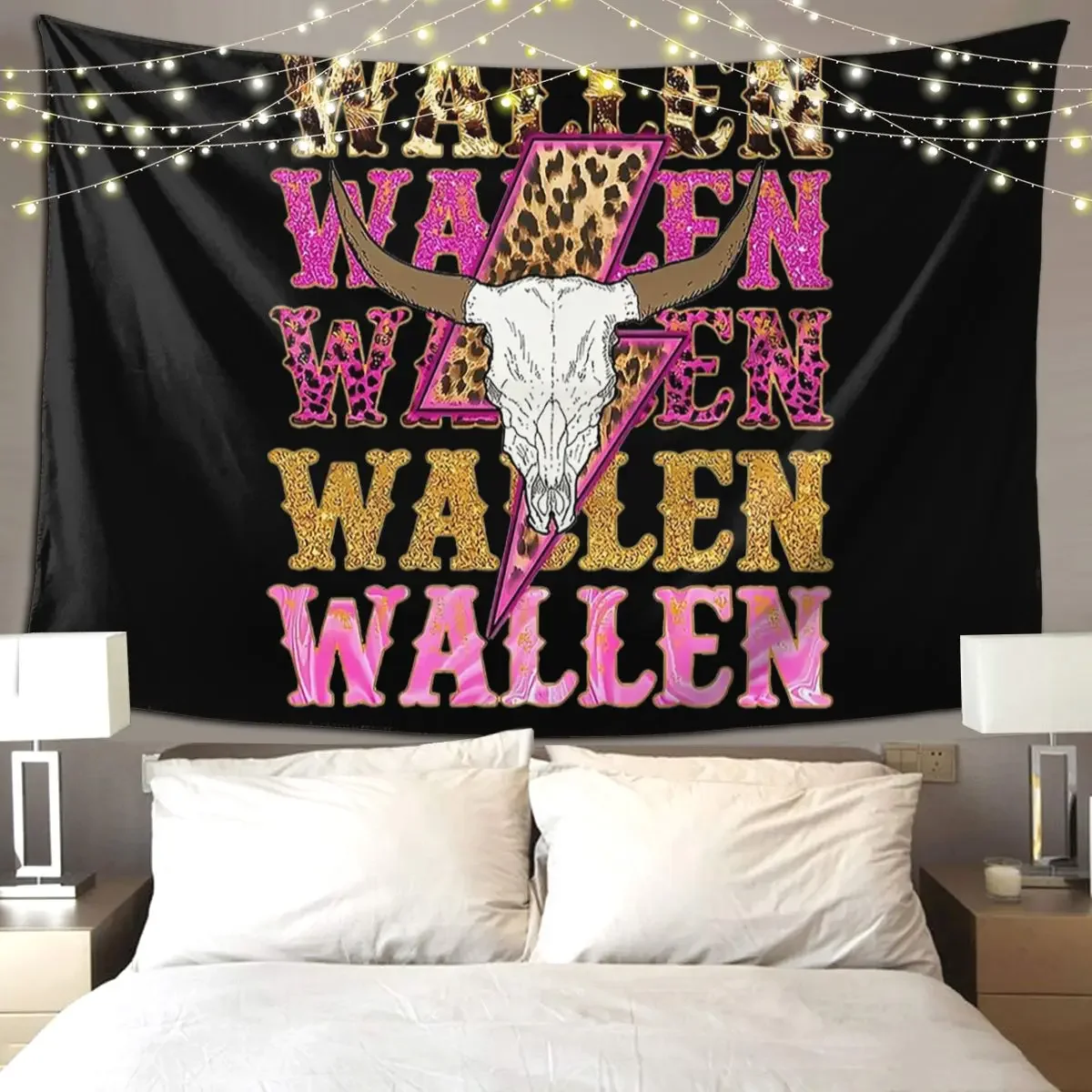 Morgan Wallen Bull Skull Tapestry Funny Wall Hanging Aesthetic Home Decoration Tapestries for Living Room Bedroom Dorm Room