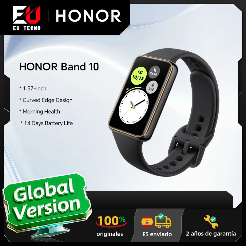 Versione globale Honor Band 10 Smart Band Design con bordo curvo Salute mattutina Schermo AMOLED da 1,57 pollici Resistenza all'acqua 5ATM Bluetooth5.3