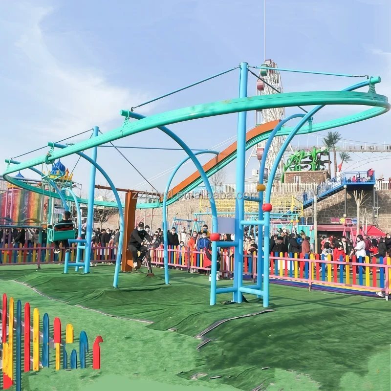 Human Powered Roller Coaster, Outdoor Amusement Park Ride, Interactive Pedal Bicycle, Zip Line Swing, Fun Family Attraction