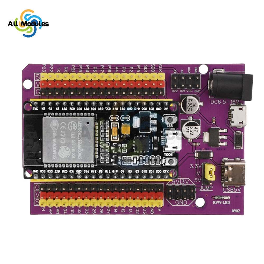 ESP32 Super Breakout Board 38PIN GPIO Expansion Board 3 Types Outputs for ESP32-DevKitC ESP-WROOM-32 Block PCB
