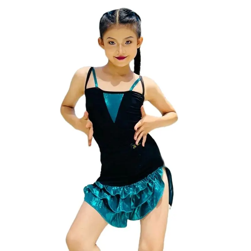 Disfraz de Samba Chacha para niñas, ropa de baile de competición sin mangas, ropa de escenario para niños, SL10629