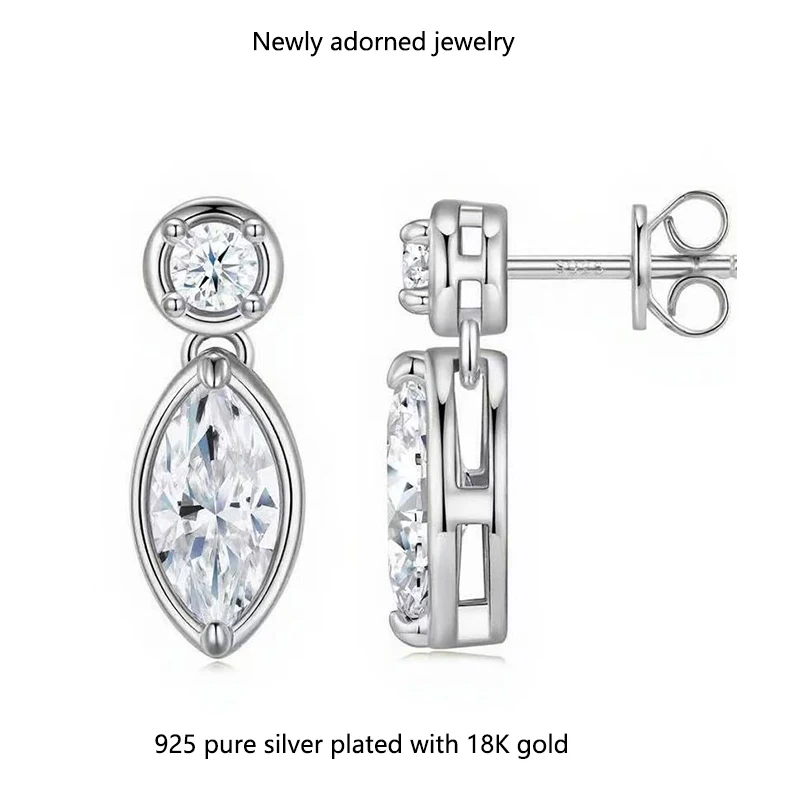 

Hot - selling Cross - border Earrings on Amazon. S925 Sterling Silver Earrings Inlaid with Moissanite, Stud Earrings with a Nich