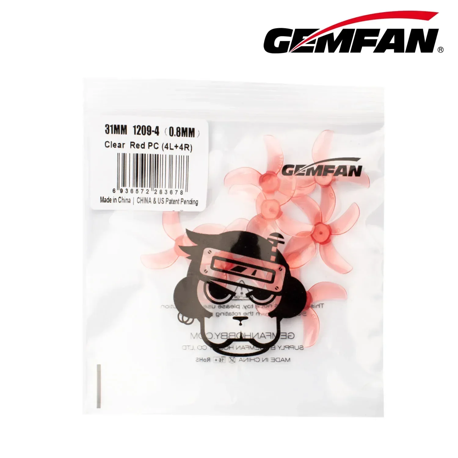 12Pairs(12CW+12CCW) Gemfan 1209 31mm 4-Blade Propeller 0.8mm 1mm 1.5mm (Random Color)