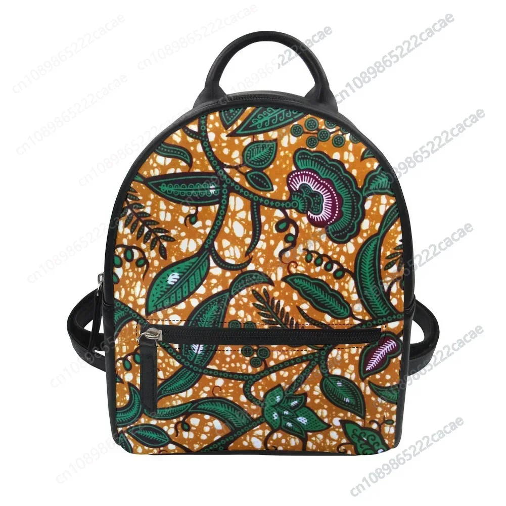 Polynesian Printed PU Leather Women's Waterproof Women's Travel Mochira Daily Backpack Free custom