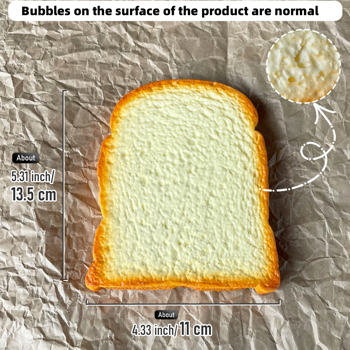 Realistische PU-Toastscheibe, gefälschtes Brotmodell für die Fotografie, Lebensmitteldisplay, Miniatur-Requisite, Party-Dekoration, Puppenhaus-Zubehör – Detail 7