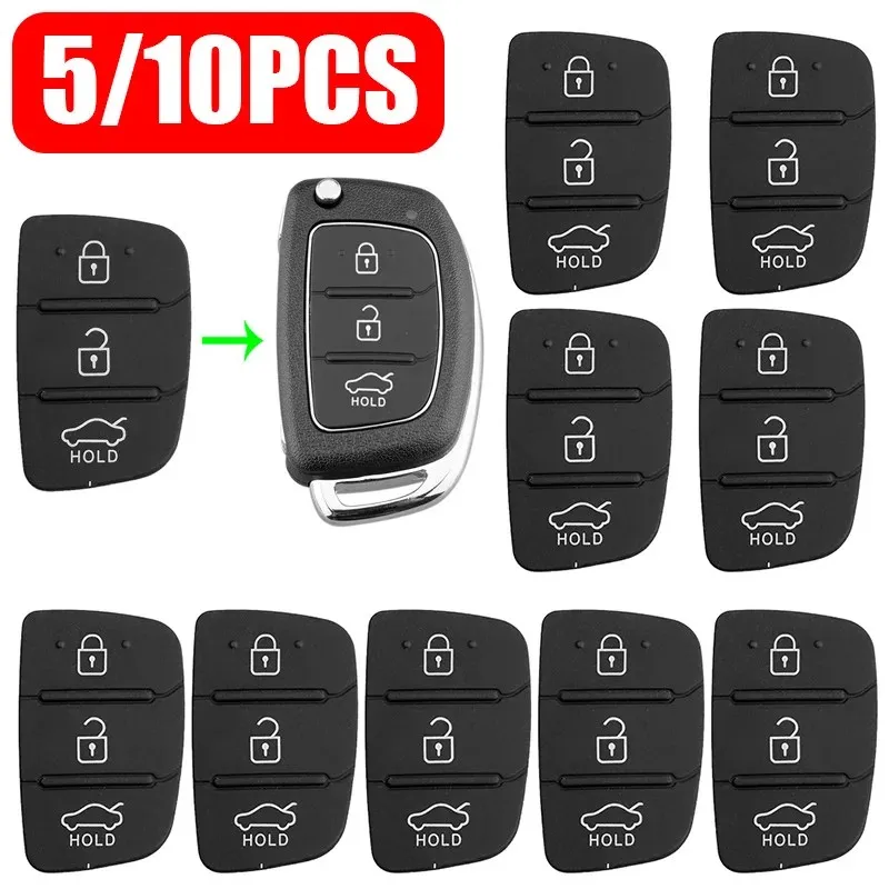 5/10PCS sostituzione 3 pulsanti telecomando portachiavi custodia in gomma per Hyundai I10 I20 I30 IX35 Kia K2 K5 Rio Sportage Flip Key Parts