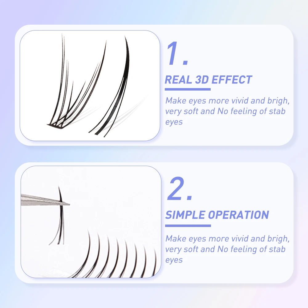 A/M Shape Spikes Fish Tail Cluster Eyelash Mix Heat Bonded Extension V Under Lower Lashes Individual Makeup DIY Premade Fan Set