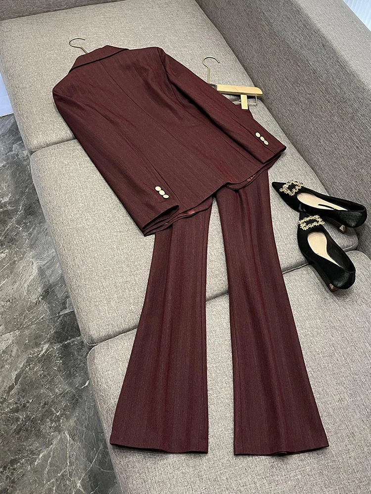 Rode wijnkleurige pakset voor dames High-end Personali Carrière Interview Formele werkkleding Jaet Long Sve Pendelen Sle