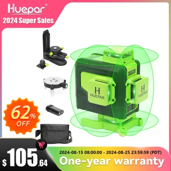 Huepar 16 lines 4D cross line laser level green beam line laser level for tiles Li-ion battery ground laser level multi-function and remote control