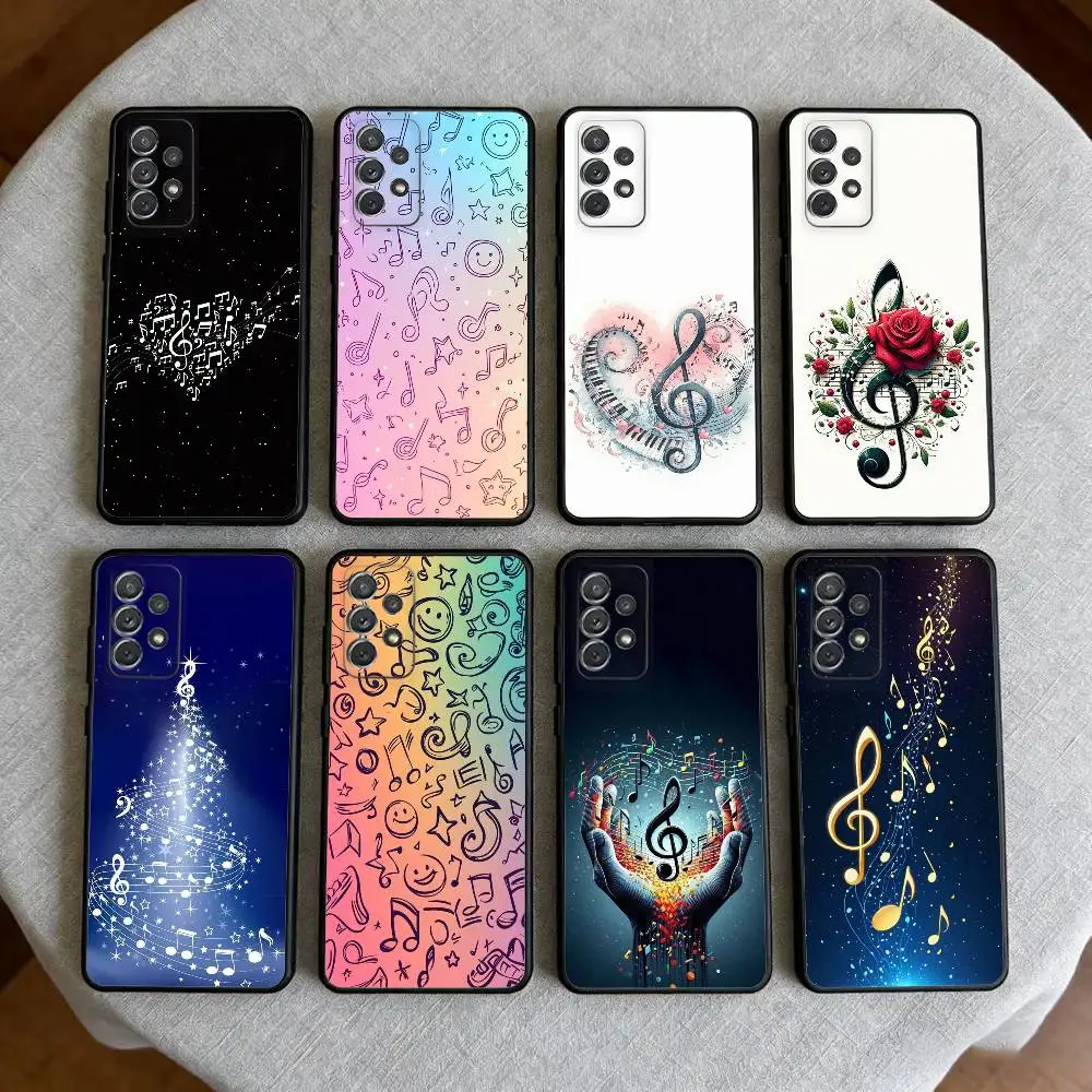 

Music Art Treble Clef Phone Case For Samsung Galaxy A73,A72,A71,A70,A53,A52,A51,Soft Silicone Black Cover