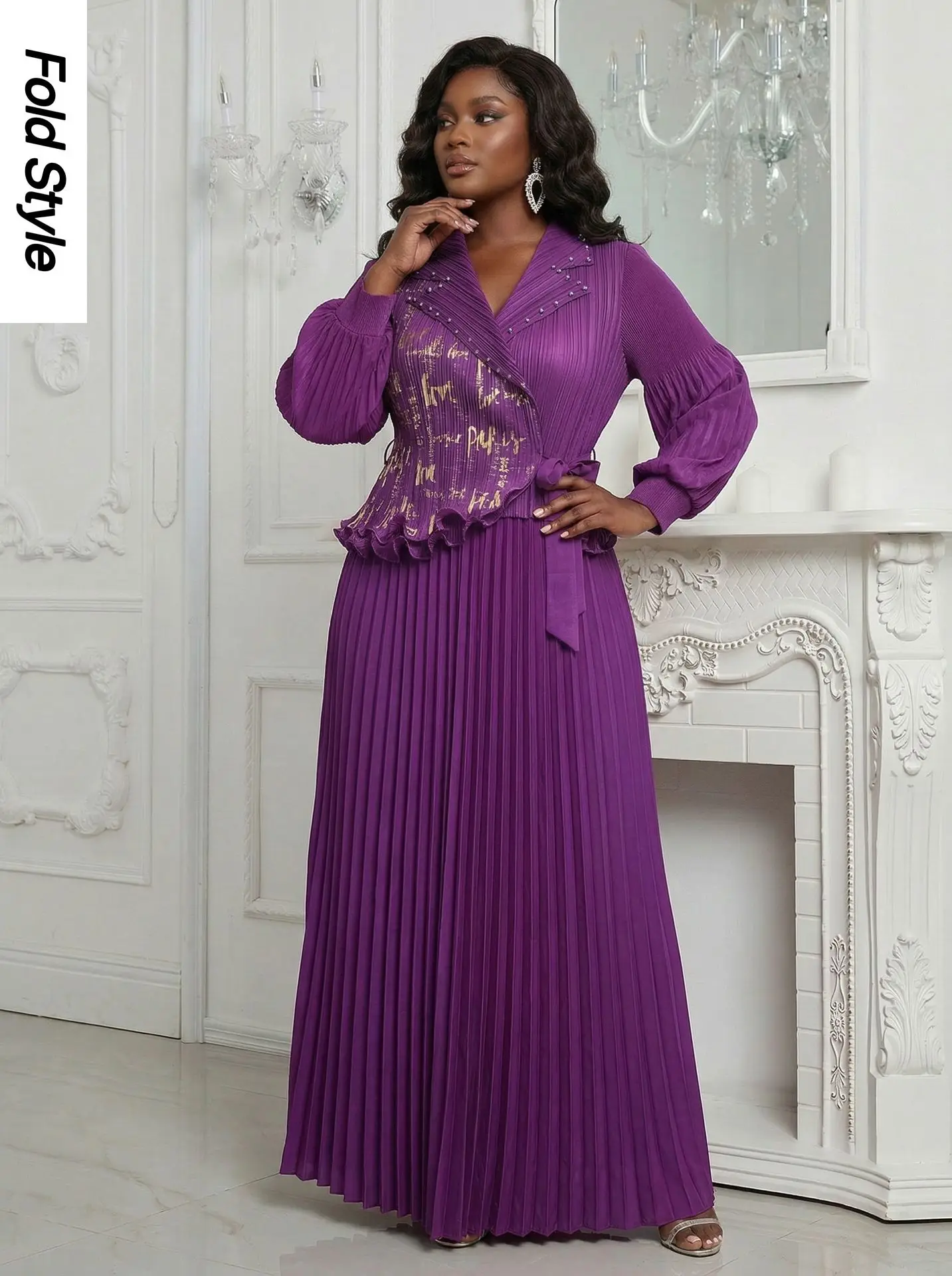 

Новинка 2026: Модное женское платье свободного кроя с эффектом мятой ткани, бронзовым отливом и элегантной плиссированной юбкой с волнистым краем