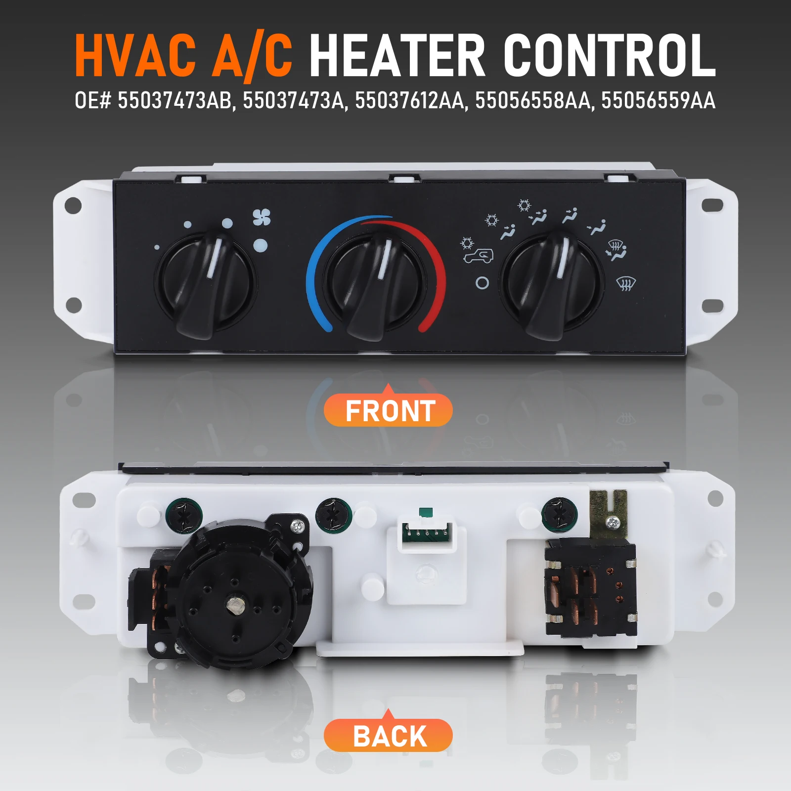 OE 55037473AB 55037612AA 55056558AA nouveau panneau de commande de climatisation de chauffage A/C avec interrupteur de moteur de ventilateur pour Jeep Wrangler TJ 1999-2004