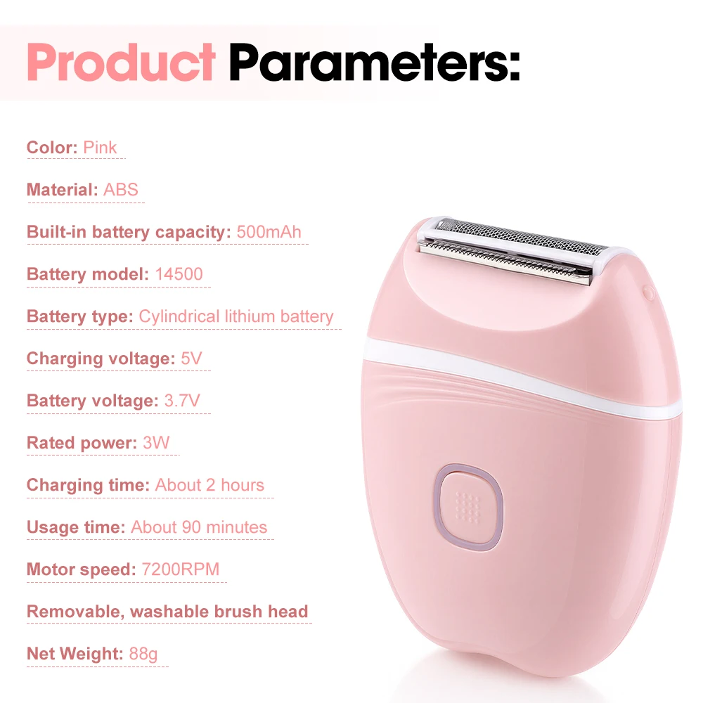 Elektrischer Damenrasierer, wiederaufladbar, schmerzfreier Epilierer, Körperhaarentferner, wasserdicht, für Intimbereich, Achseln, Bikini-Trimmer, Rasierer – Detail 9
