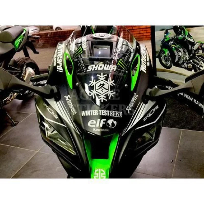 Motorcycle stickers for Kawasaki ZX-10R 10R winter test full set of waterproof stickers for the front windshield