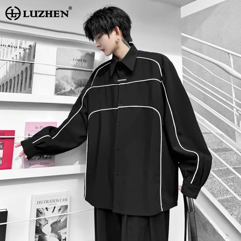 

LUZHEN Shirt High End Color Contrast Trendy Niche Design Autumn New Men's Stylish Baggy Long Sleeve Tops Casual Clothing LZ5001