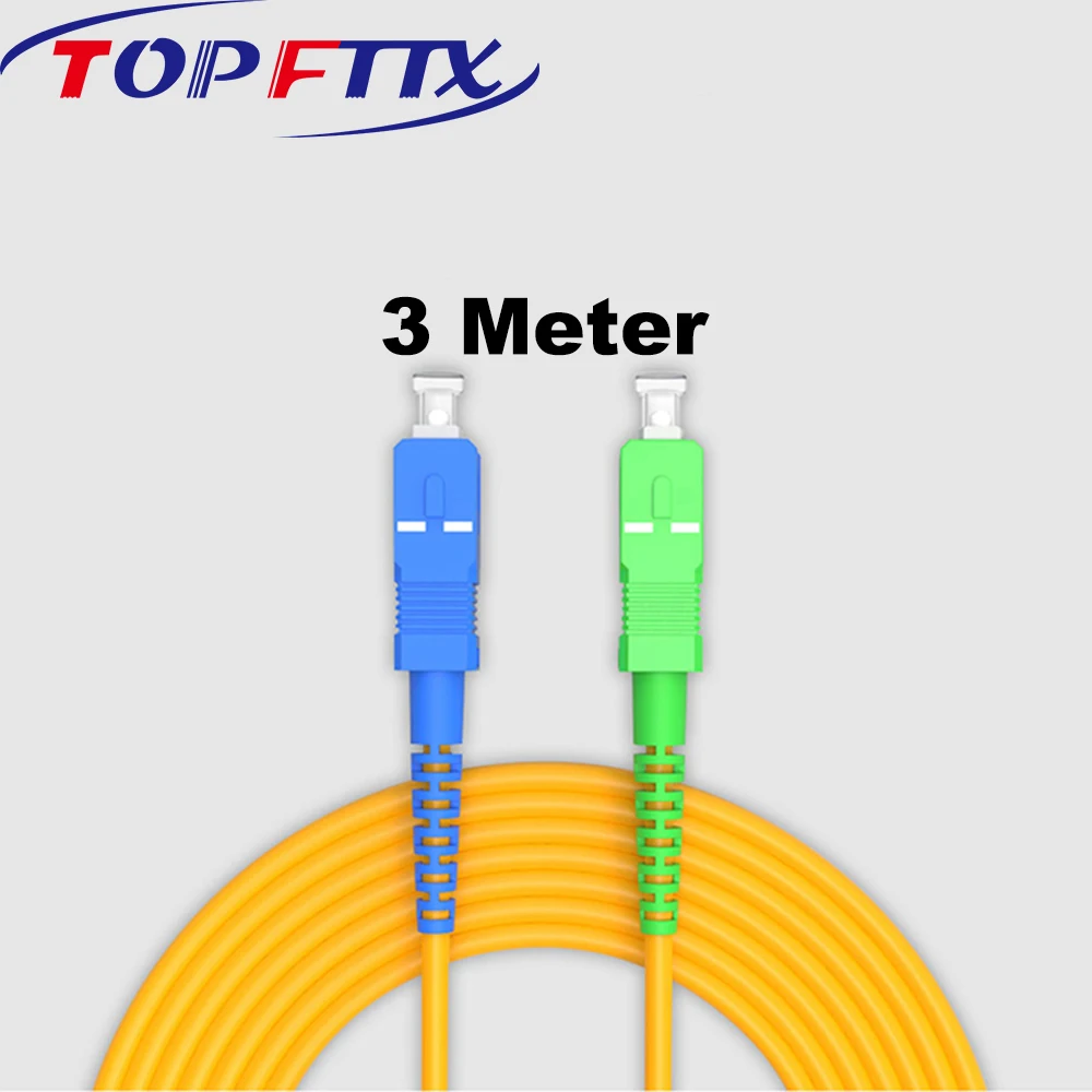 Hot Sale 3 Meter Length SC/APC-SC/UPC SM G652D SX 3.0mm Cable Fiber Optic Patch Cord LSZH Yellow For Telecom Project