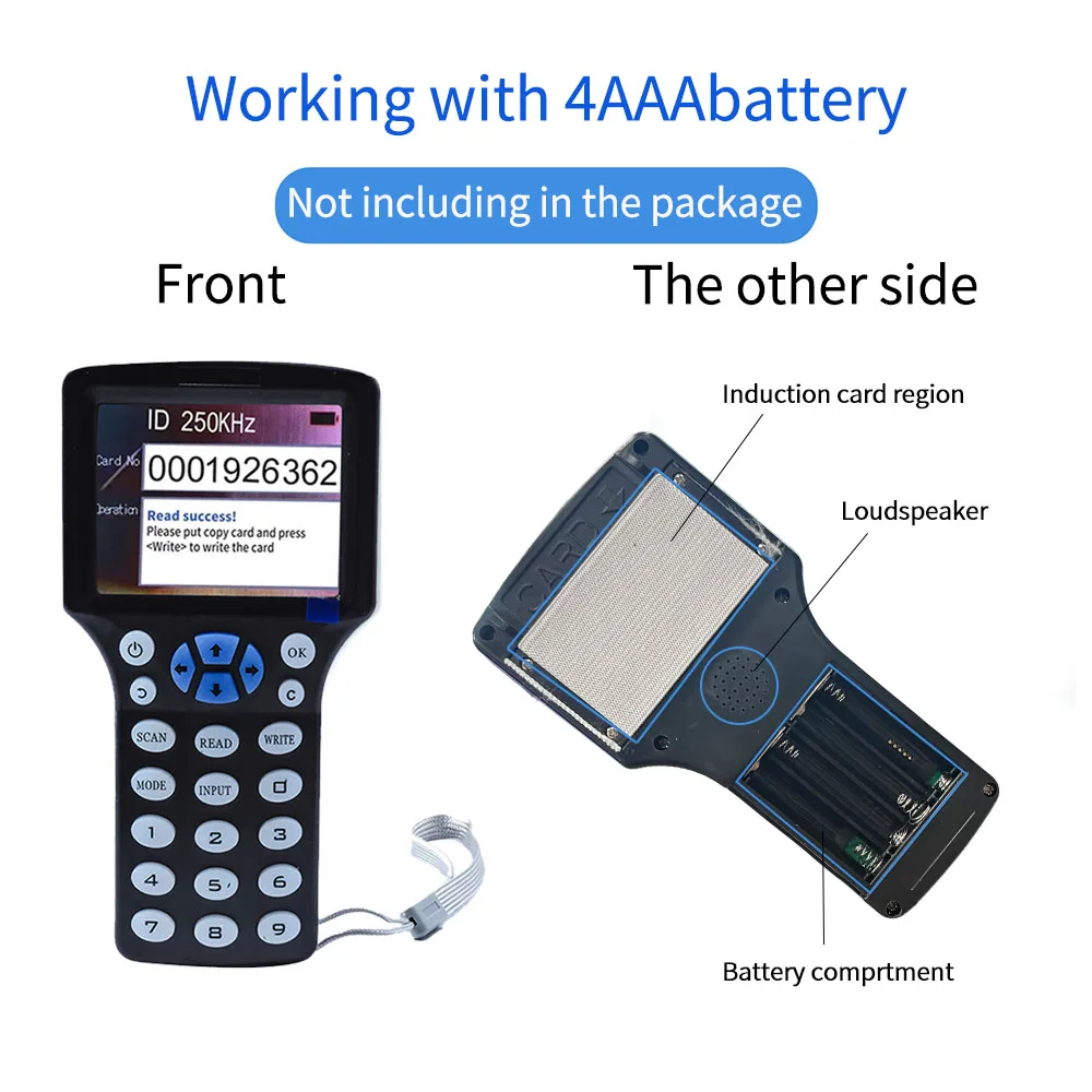 Handheld 10 Frequency RFID NFC Reader Writer 125KHz 13.56MHz Smart Card Programmer USB Contactless Card Encoder with Display view 3