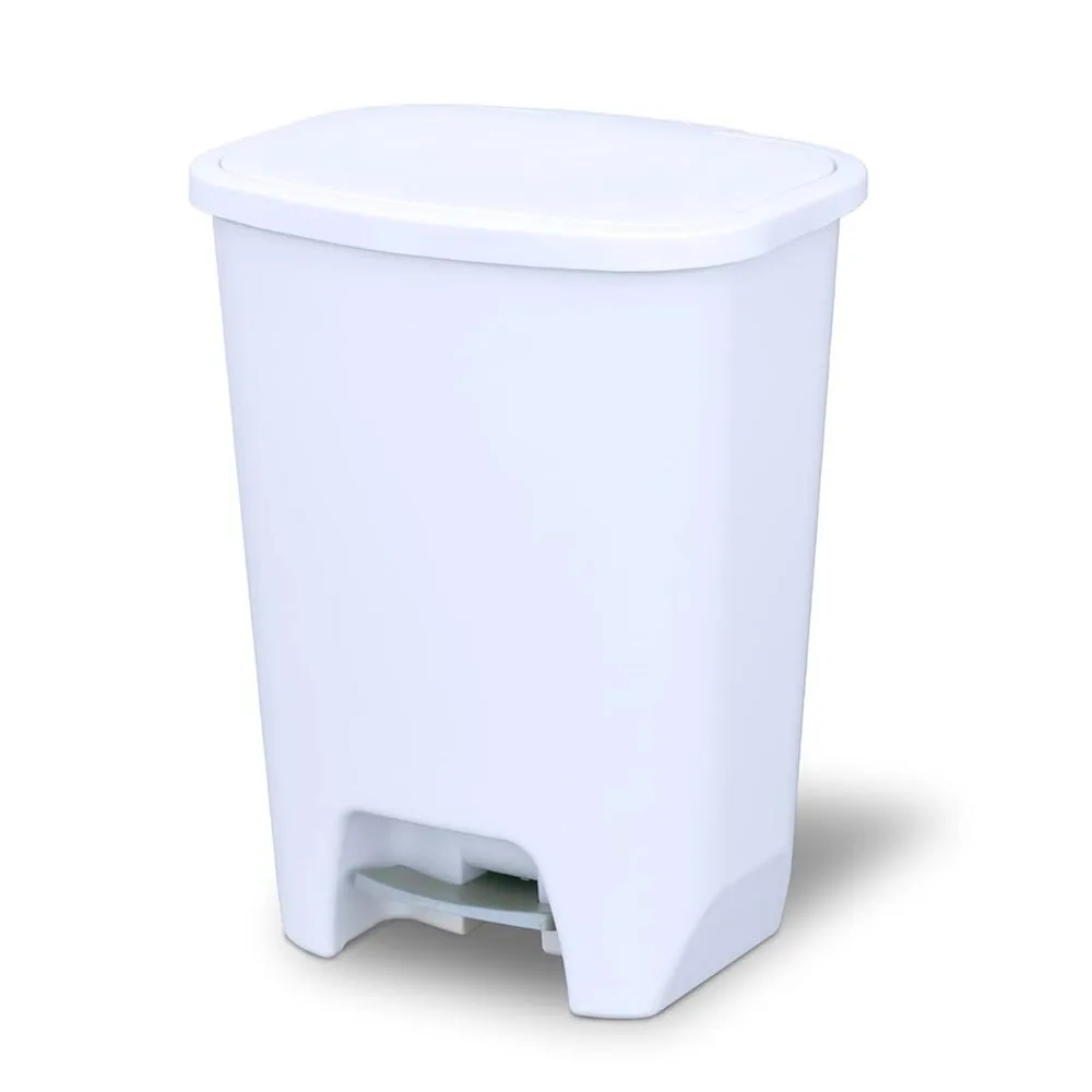 

20 Gallon White Kitchen Trash Can with Odor Protection Lid, Step Pedal Hands-Free Operation and Bag Rings