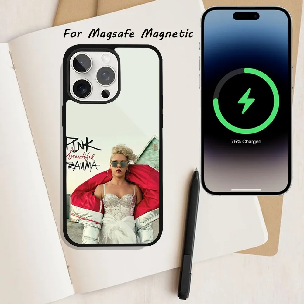 Singer P-P!nk  Trustfall Phone Case  For iPhone 15 12 13 14 11 Pro Plus Max Magsafe Magnetic Wireless Charging shell