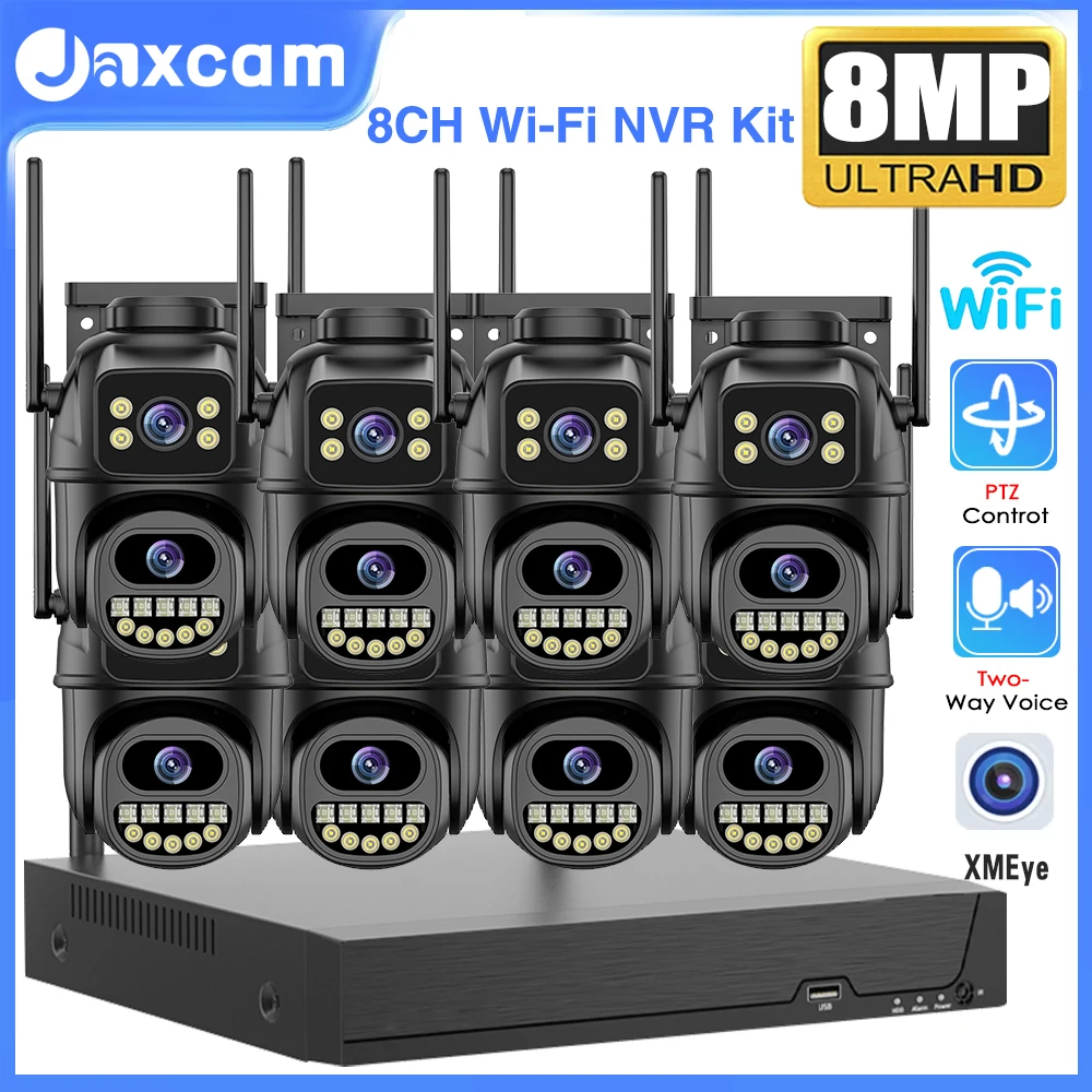 

XMEye 4K8CH Wi-Fi система наблюдения беспроводной NVR три объектива безопасности CCTV IP-камеры PTZ открытый умный WIFI NVR комплект