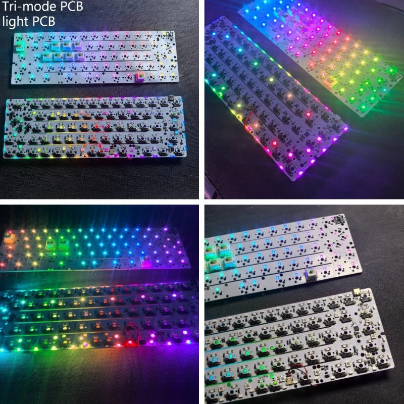 Tri-mode Keyboard PCB Customized Wireless Bluetooth Hot Swap VIA RGB with Receiver Compatible with GH60 Keyboard Accessories