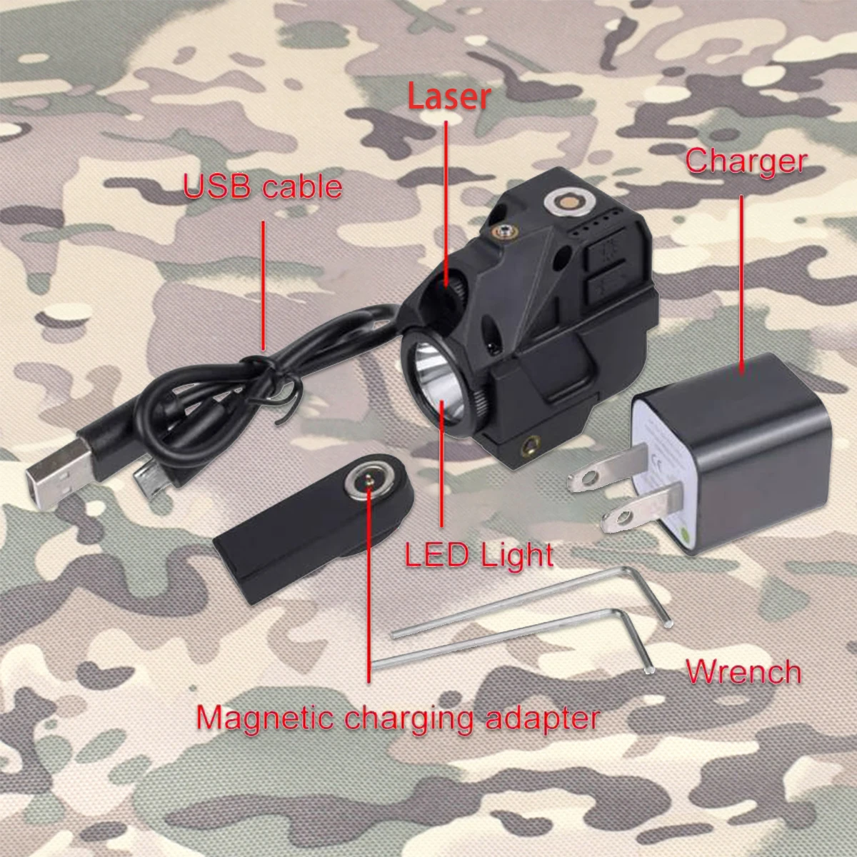 Rechargeable Weapon Flashlight Red Green Dot Laser Pointer Sight For Glock 17 19 Taurus G2C 20mm Rail USB Charge Lanterna Torch