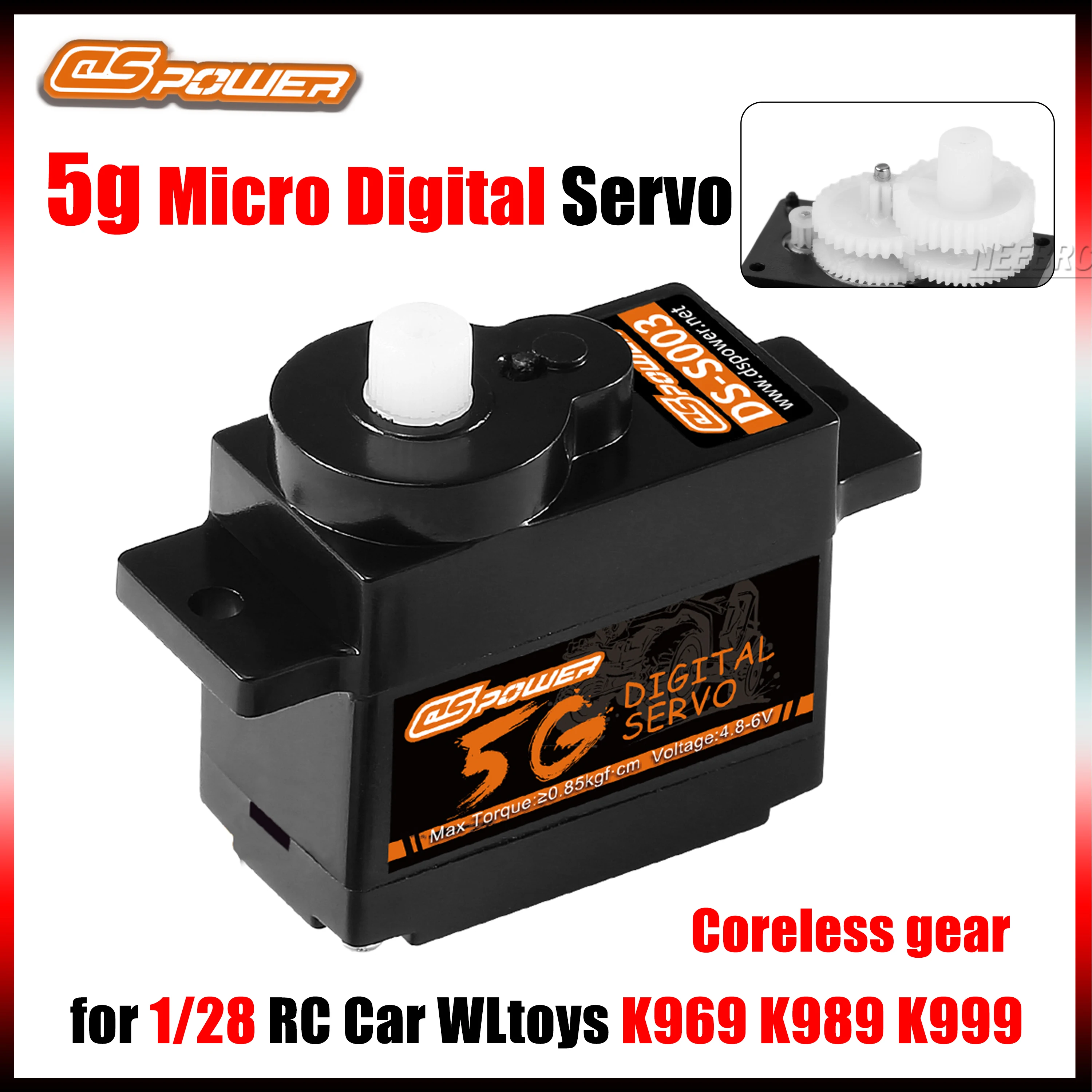 DSpower 5g 마이크로 디지털 서보 플라스틱 기어 코어리스 모터 1/28 RC 자동차 비행기 고정익 WLtoys K969 K989 K999 미니 로봇용