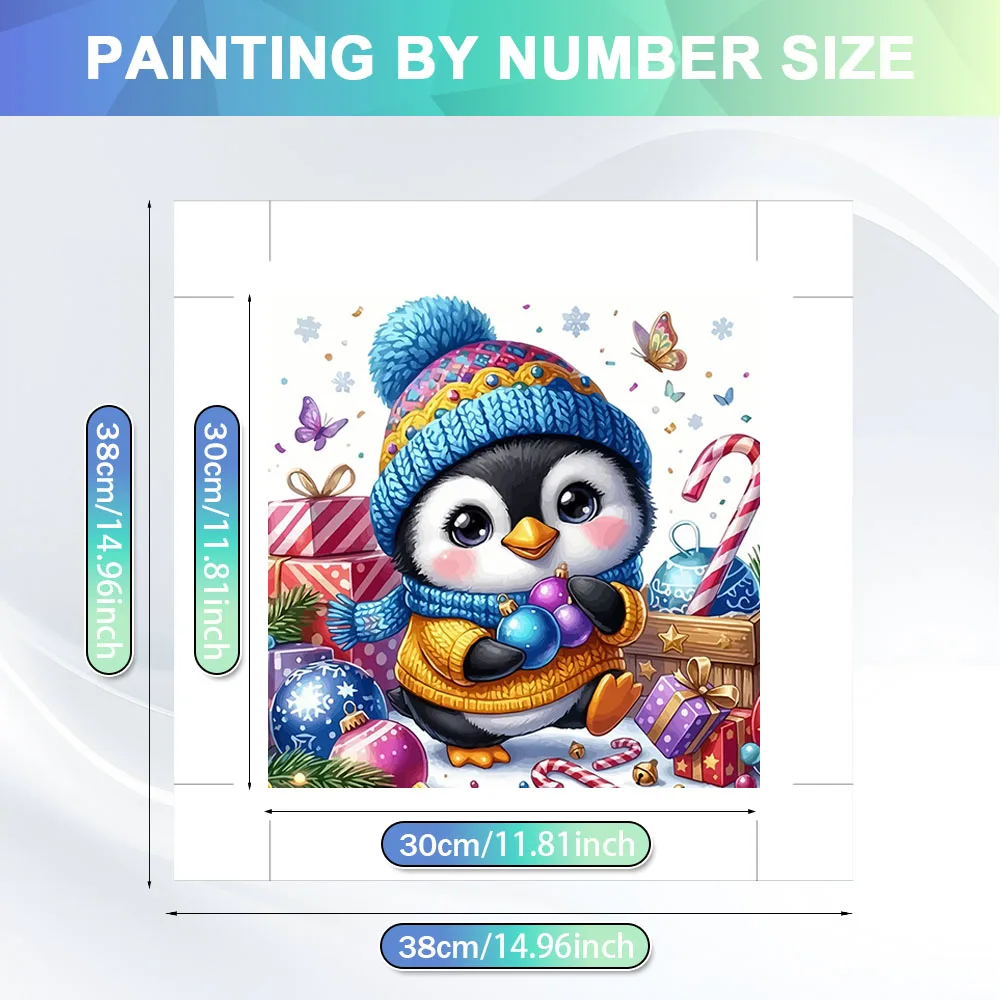HUACAN Oil Painting By Numbers Penguin Winter Animal handPainted Kits Christmas Drawing Pictures On Canvas Home Decor Colorful