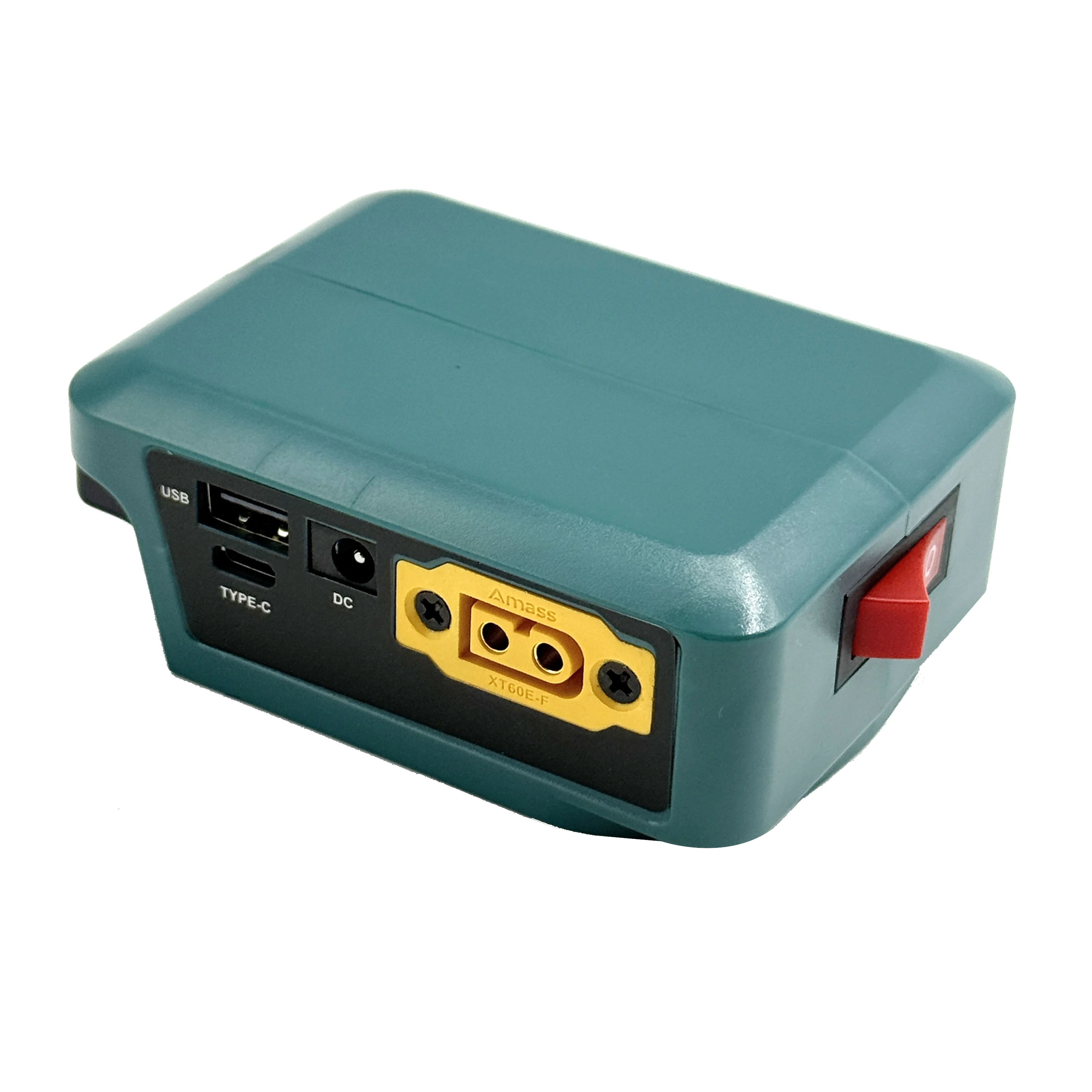 Powerbank für Makita/Dewalt/Milwaukee 18V Lithium-Batterien, Dual-Ladung & 9-30V DC/XT60/USB-C mit Digitalanzeige