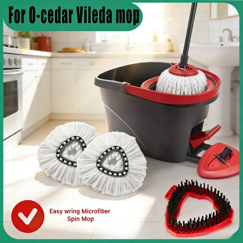 Almohadillas de repuesto para fregona giratoria Vileda O-Cedar EasyWring de 1 tanque, cabezales de microfibra para fregona, herramientas de limpieza del hogar