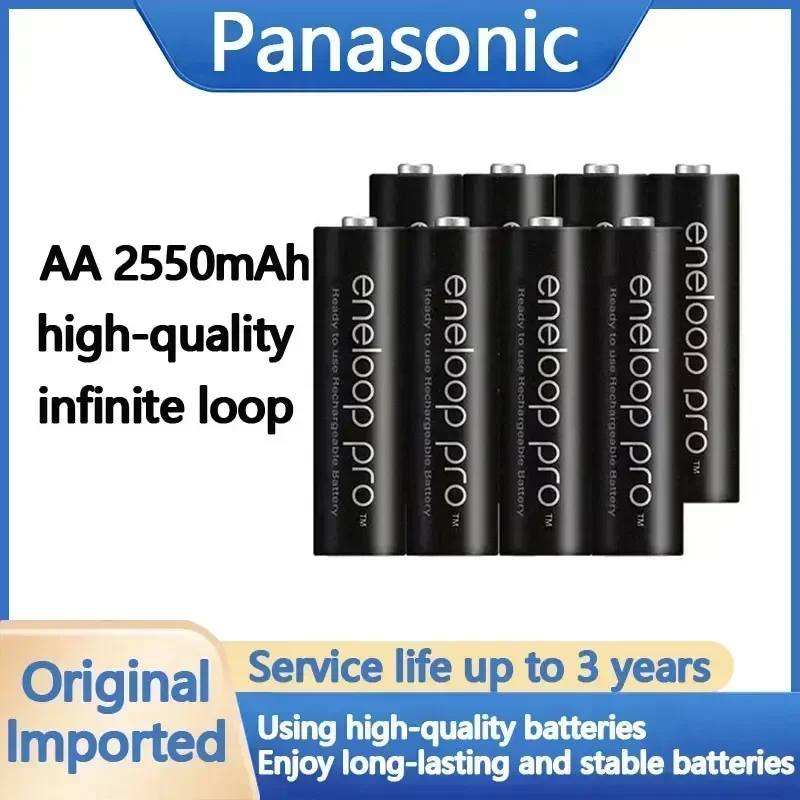 100% Panasonic Eneloop Original Battery Pro AA 2550mAh 1.2V NI-MH Camera Flashlight Toy Pre-Charged Rechargeable Batteries