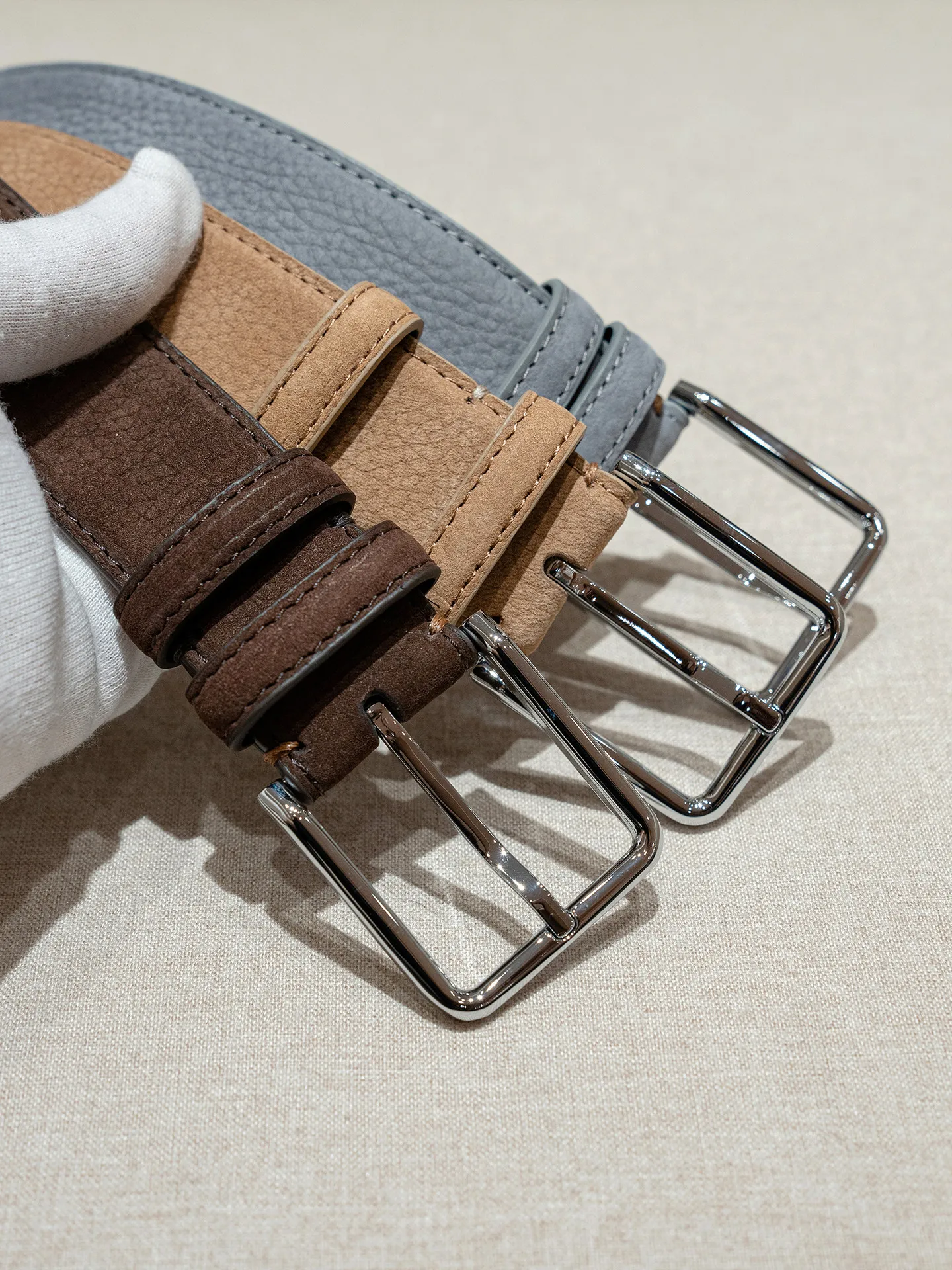 Italian style old money wind lychee embossed Calfskin calfskin belt