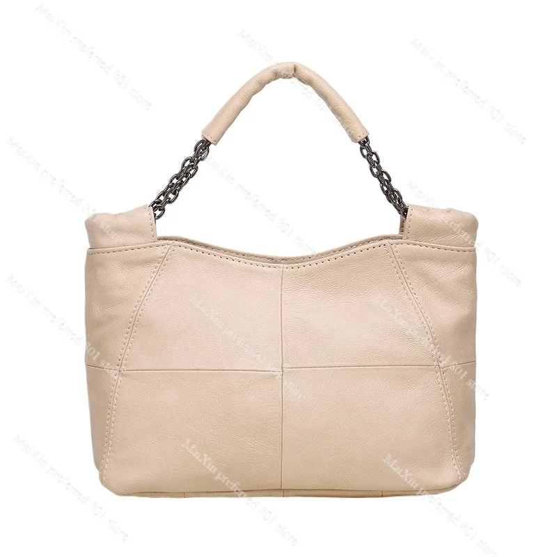 Portable leather Bag first layer cowhide women's bag chain bag women