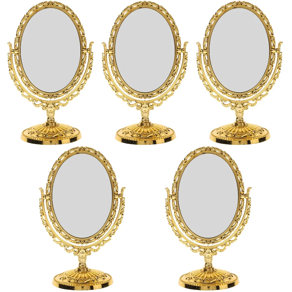 

5pcs 5 Pieces Makeup Vanity Mirror for Desk Dressing Retro Mirrors Women Vintage Decor